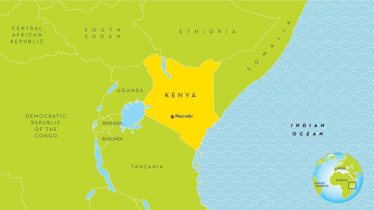 地図のケニア周辺国