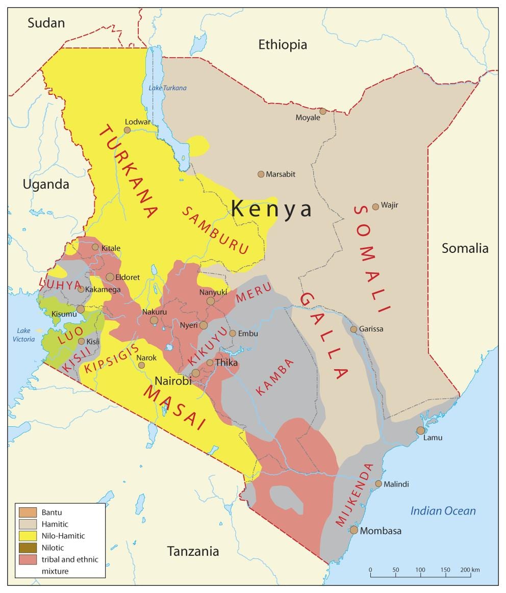 ケニア民族の地図