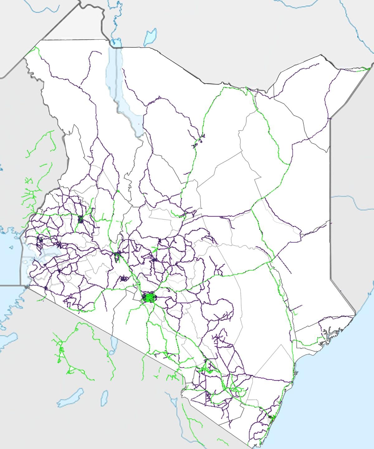地図のケニア鉄道