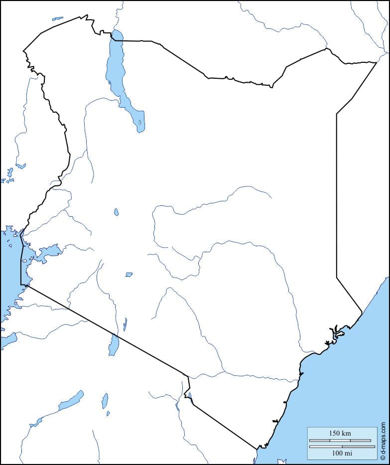 地図の白地図のケニア