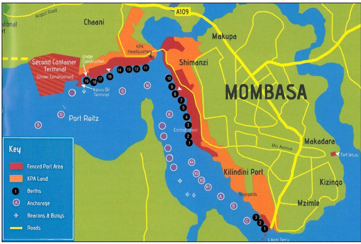 地図のモンバサケニア