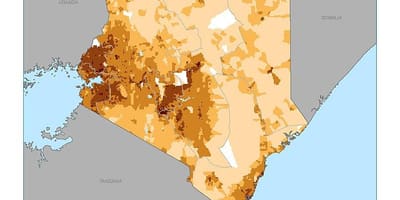 ケニアの人口密度の地図