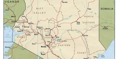 ケニアの河川の地図