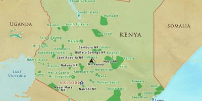 地図のケニア国立公園や保護区