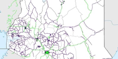 地図のケニア鉄道