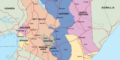 地図のケニアを示す河川
