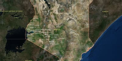 地図の衛星地図のケニア
